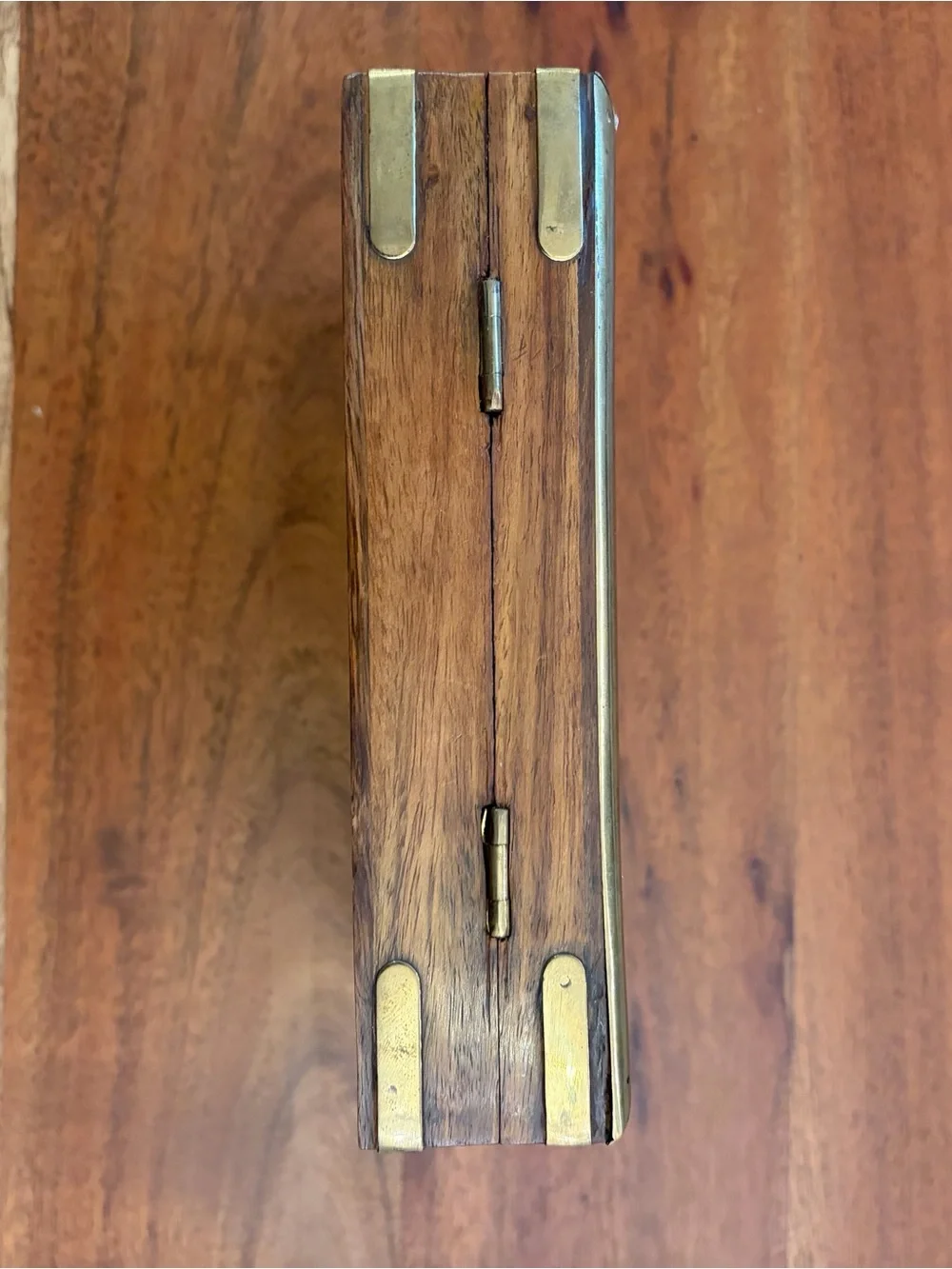 Vintage Sheesham Wood Brass Box Caspari 